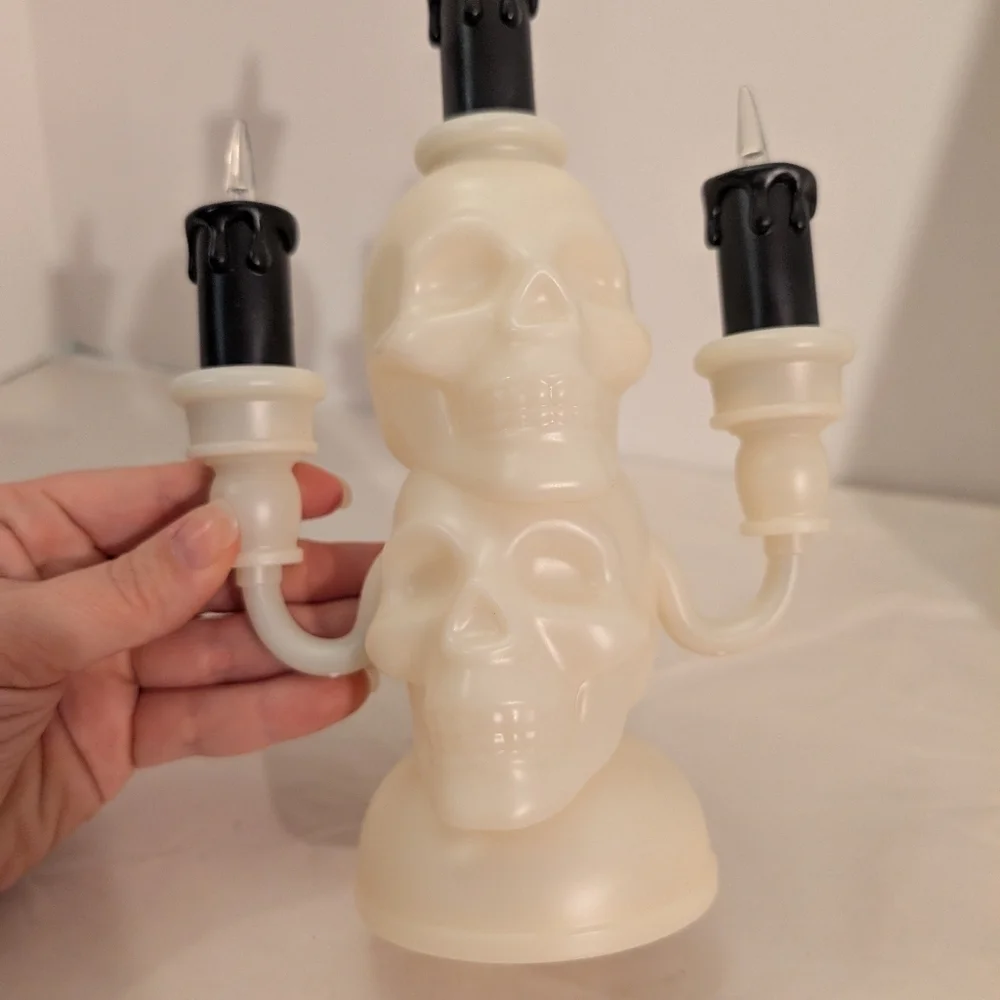 Target Bullseye's Playground Light Up Skull Candelabra Halloween Decor - WORKS